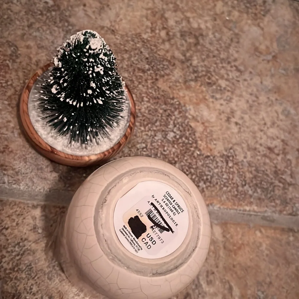 Anthropologie Small Sisal Tree Set of 3 Candles NIB